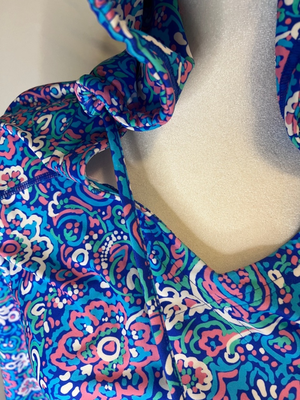 Coolibar Bright Blue and Pink Paisley Swim Cover-Up Dress SPF - Picture 4 of 10